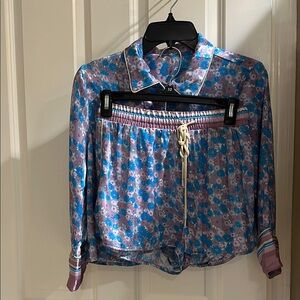 Floral Blue and Pink Women's Top